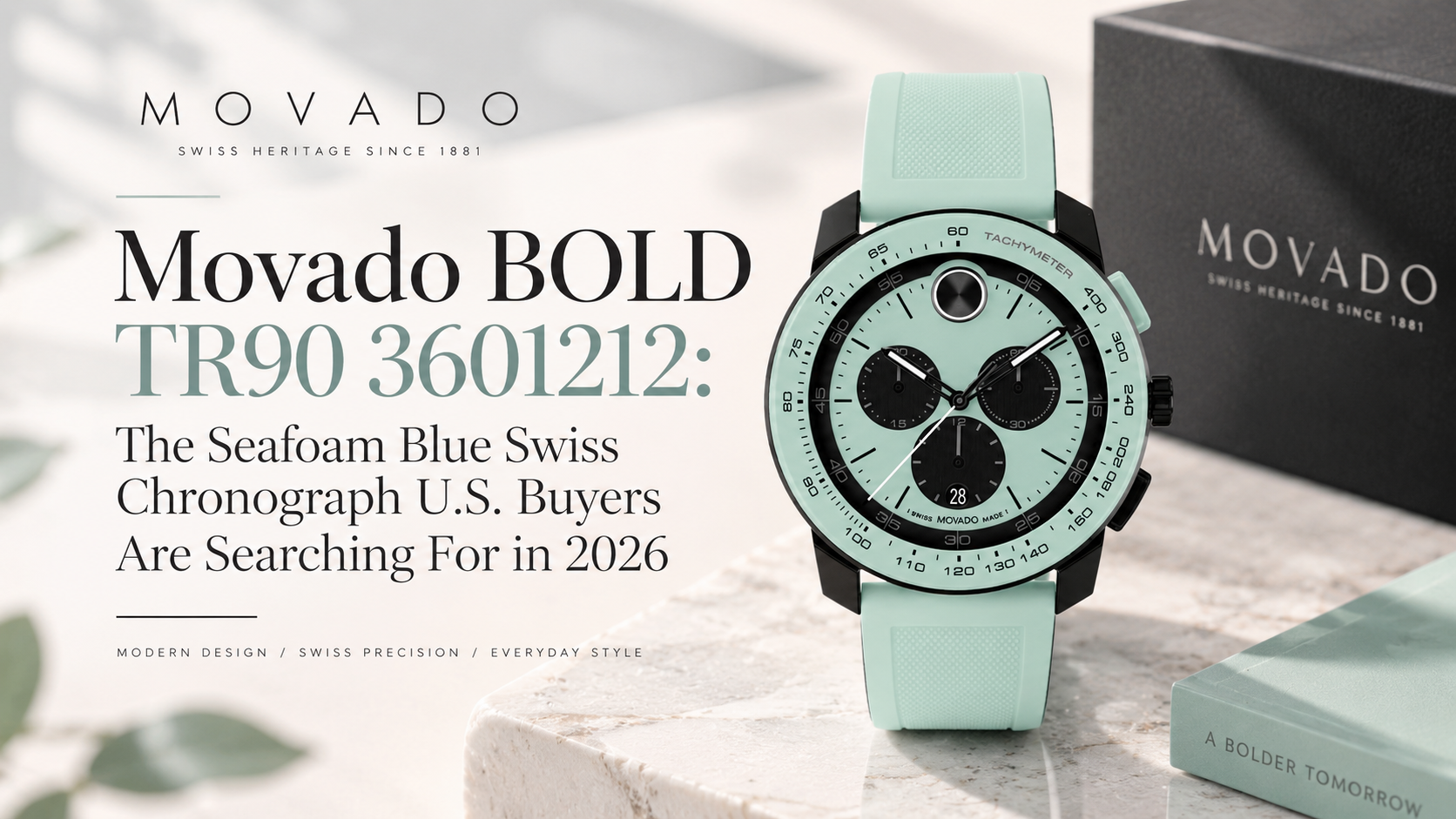 Movado BOLD TR90 3601212: The Seafoam Blue Swiss Chronograph U.S.