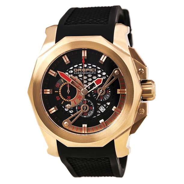 Orefici ORM2C4810 Gladiatore Black Dial Black Rubber Strap  display picture 3