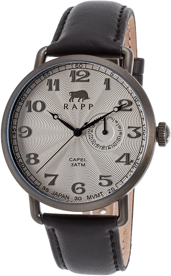 RAPP RP2168 Capel Black Genuine Leather Light Grey Dial 