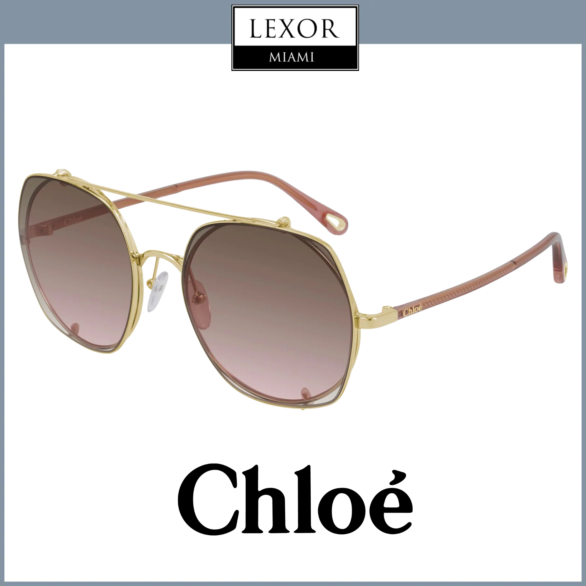 100% Authentic Chloé Women\'s CH0042S 56mm Sunglasses NEW CHLOE SUNGLASSES CH 0042S 002 GOLD/LIGHT BLUE 56MM  main image 3