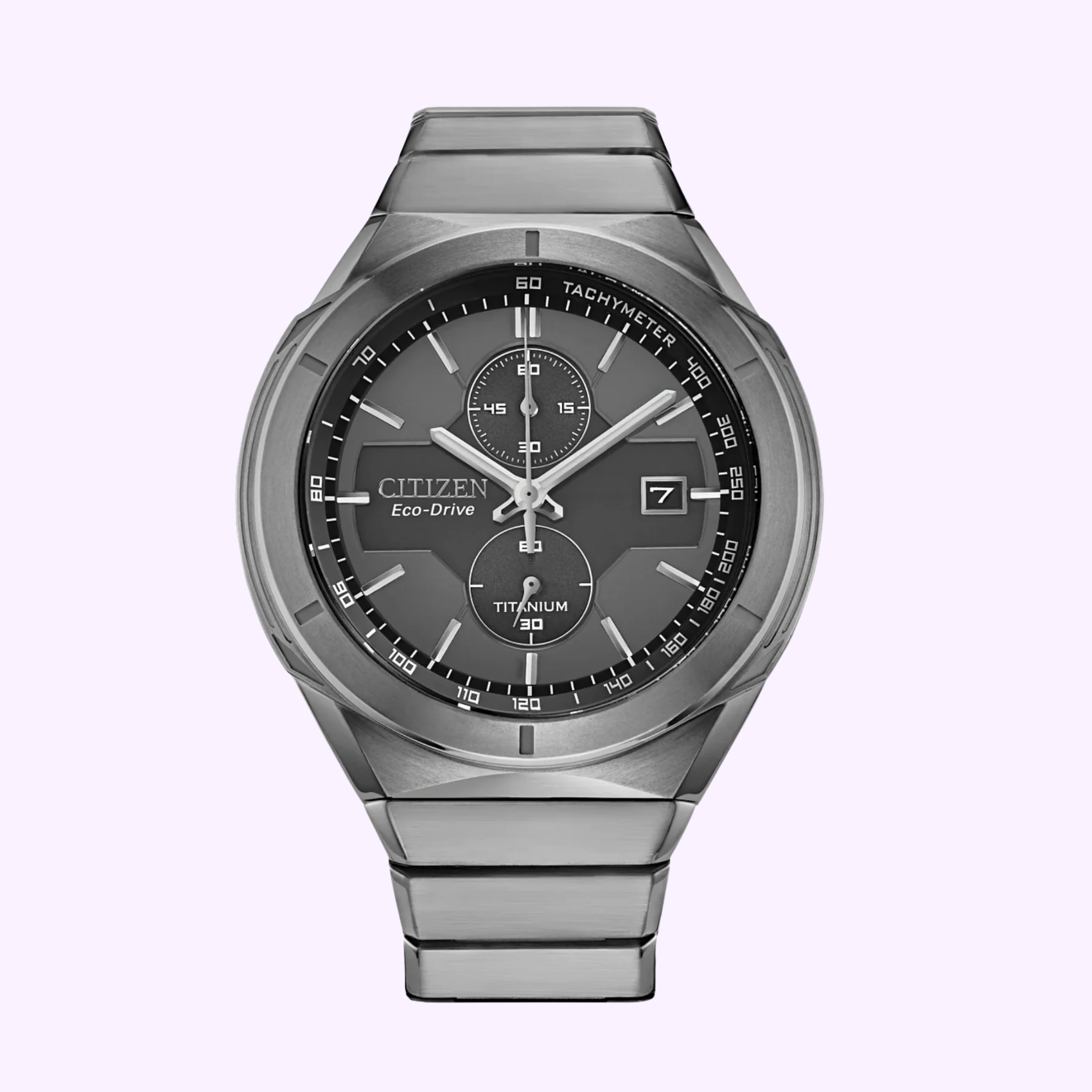 Reloj Citizen CA7050-57H Super Titanium Armor Eco-Drive con correa de acero inoxidable plateada para hombre