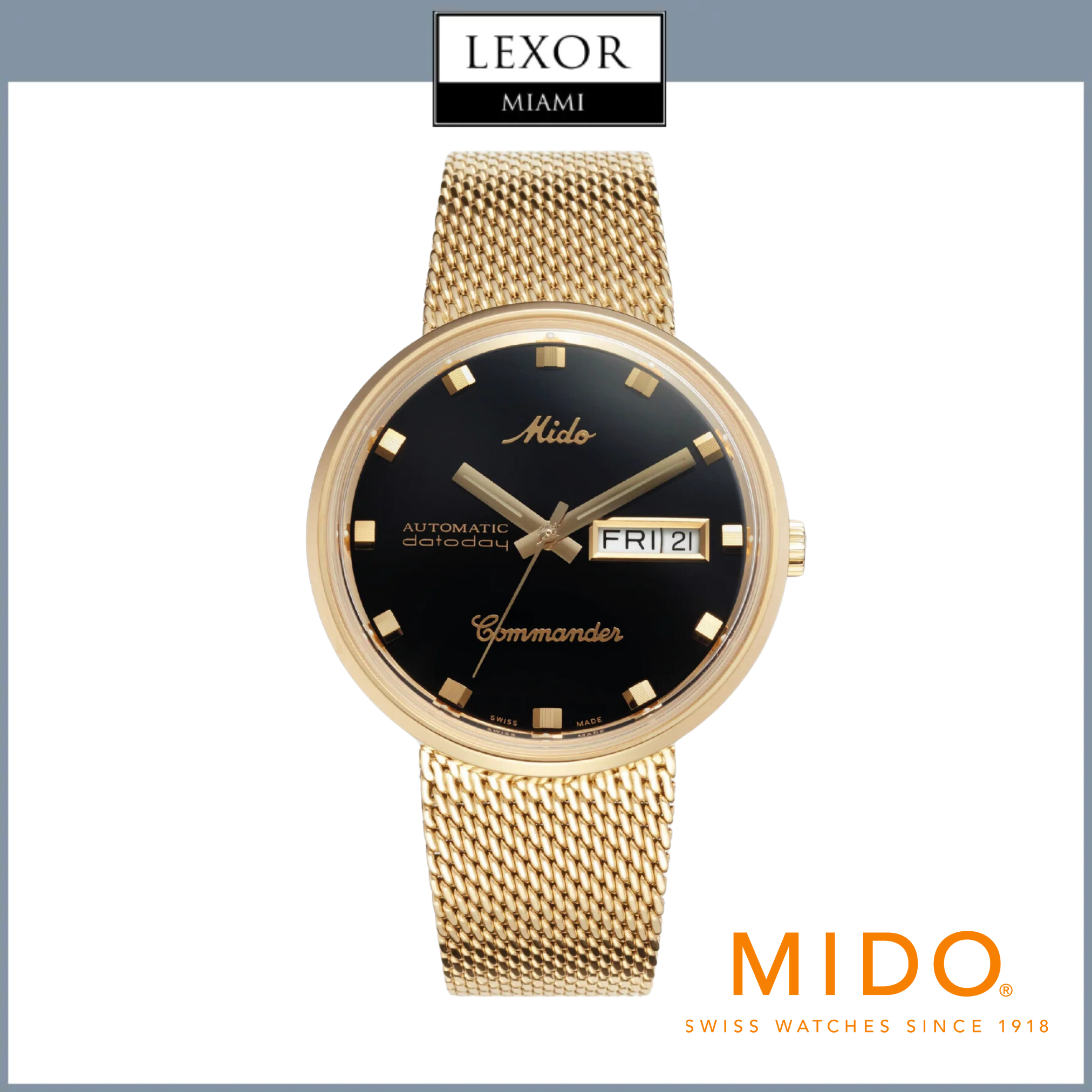 Mido M842932813 Commander Automatic Mesh Strap Men Watches Lexor Miami