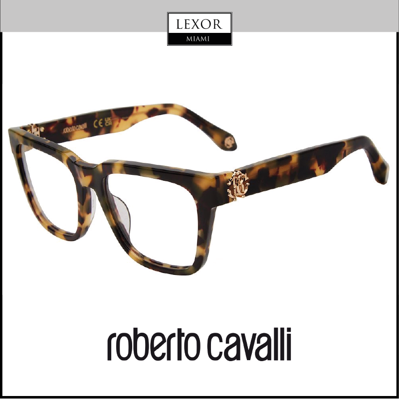 Roberto Cavalli VRC026M Eyeglasses Havana Acetate Rectangular Roberto-Cavalli-VRC026M-02BP-  main image 4