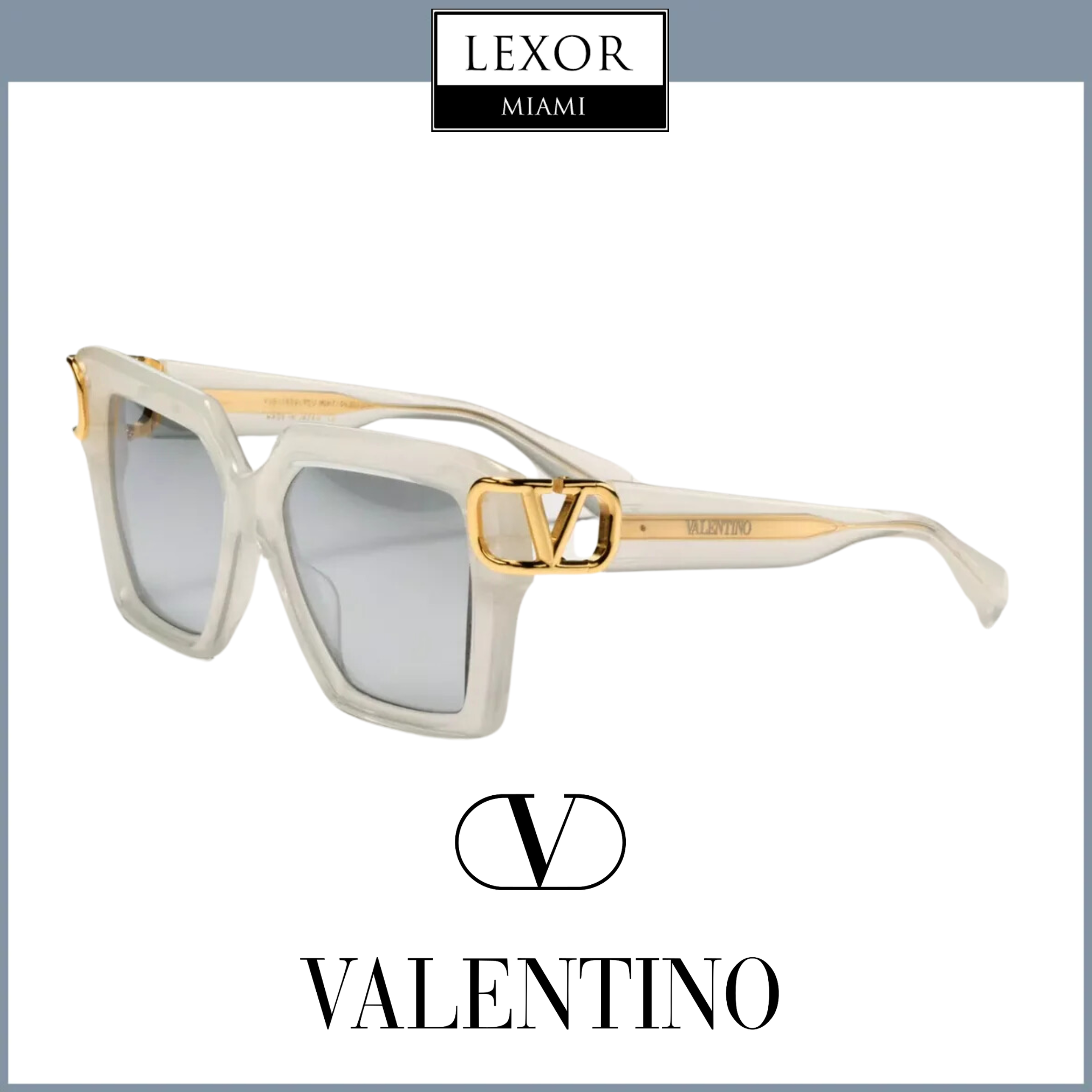 サングラス VALENTINO FW25 Valentino - VLS - e (VLS 107 E) Valentino V-UNO VLS 107A Black Swirl Square Sunglasses - US
