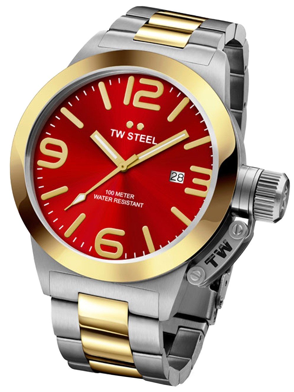 Tw Steel CB71 Canteen Red Dial Two Tone Yellow Gold Plated Steel
