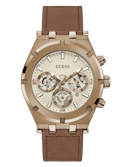 Guess GW0262G3 Continental Brown Leather Strap Unisex Watches – Lexor Miami