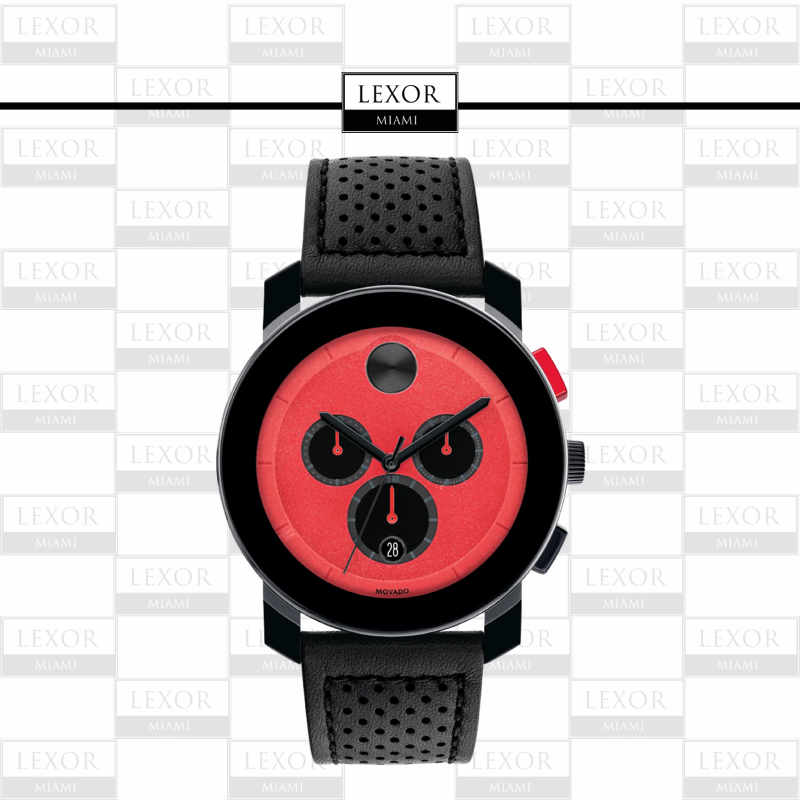 Movado 3600765 Bold TR90 Black Leather Strap Men Watches Lexor Miami