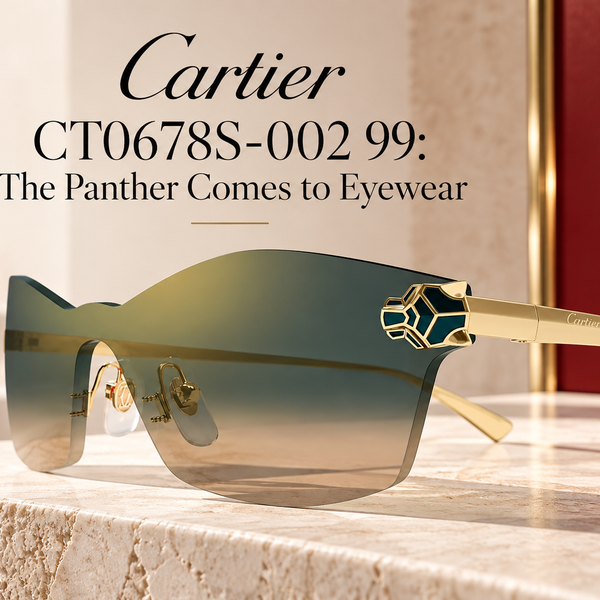 Cartier CT0678S-002 99 Gold Shield Sunglasses | Lexor Miami