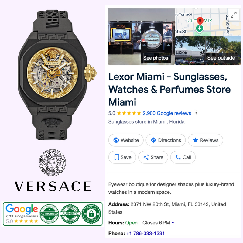Versace VE7L00123 V-Legend Skeleton Preto Strap Relógio Automático Relógios