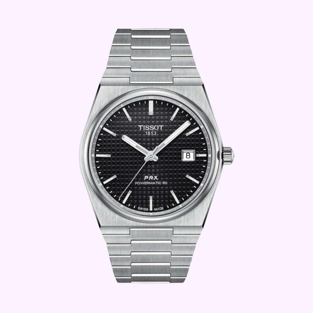 Tissot PRX Powermatic 80 T1374071105100 black waffle dial men's watch at Lexor Miami