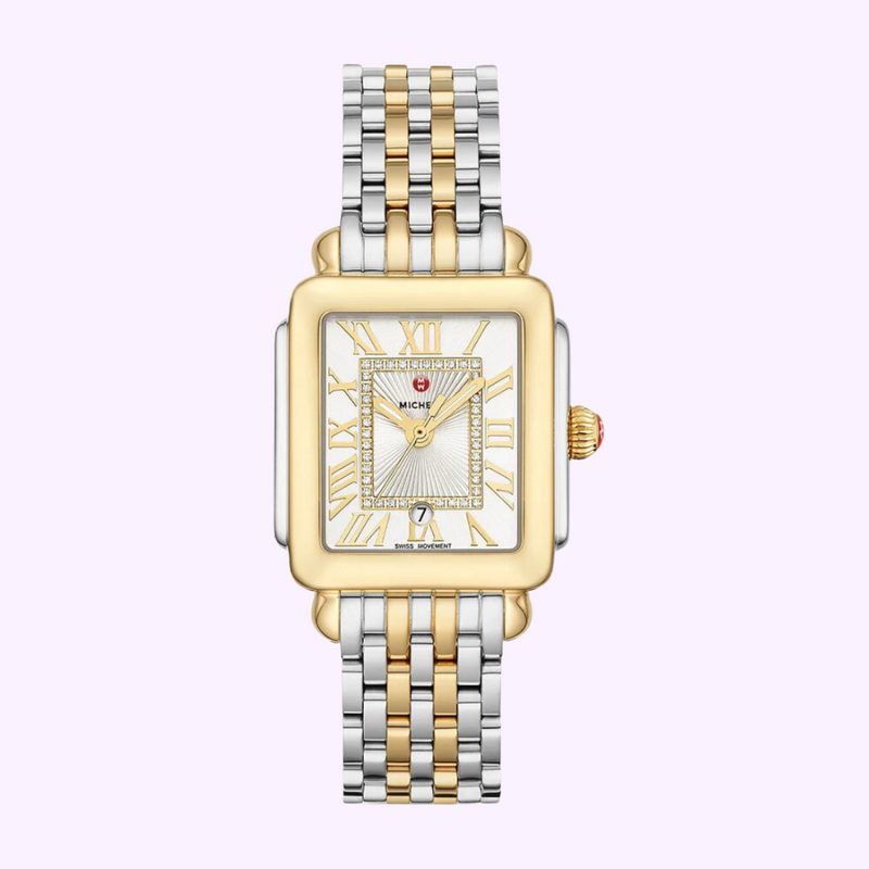 Michele MWW06G000013 Deco Madison Diamond Two Tone Stainless Steel Strap Women Watches