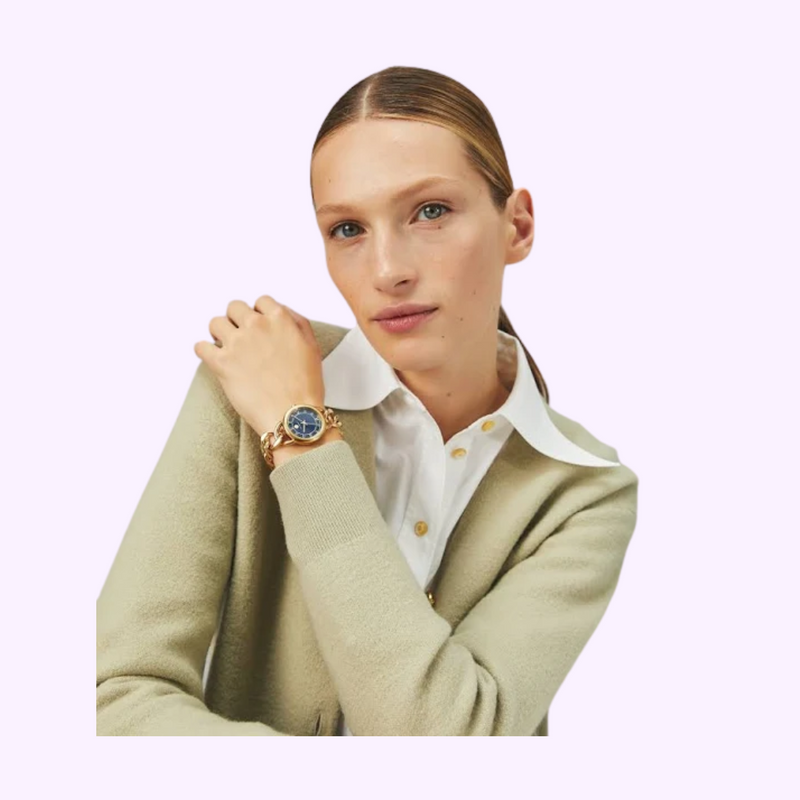 Tory Burch TBW7212 The Ravello Gold Stainless Steel Chain Strap Women Watches