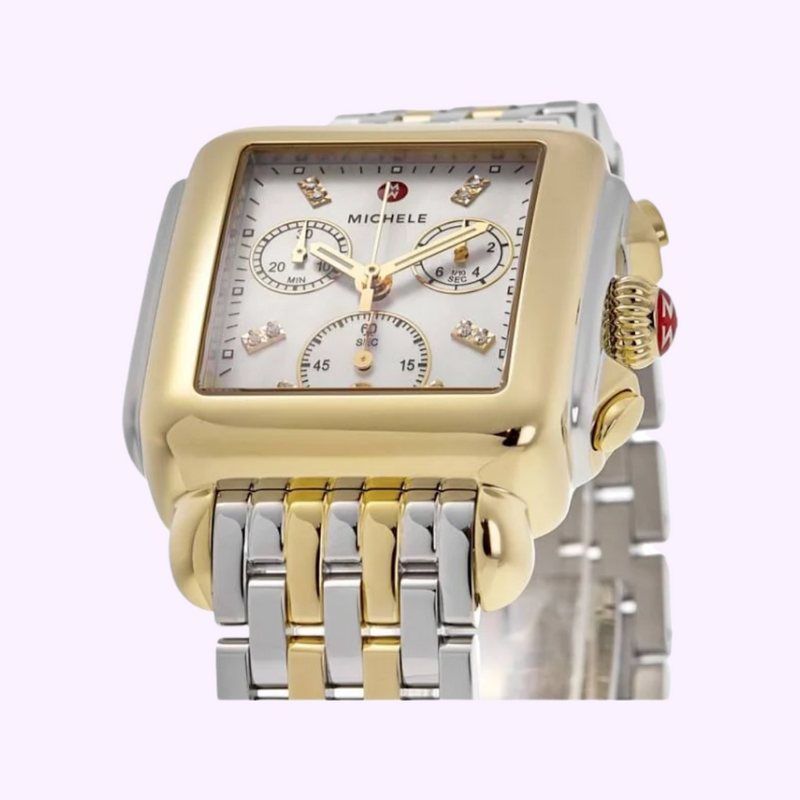 Michele MWW06A000779 Deco Diamond 2 Tone Stainless Steel Strap Women Watches