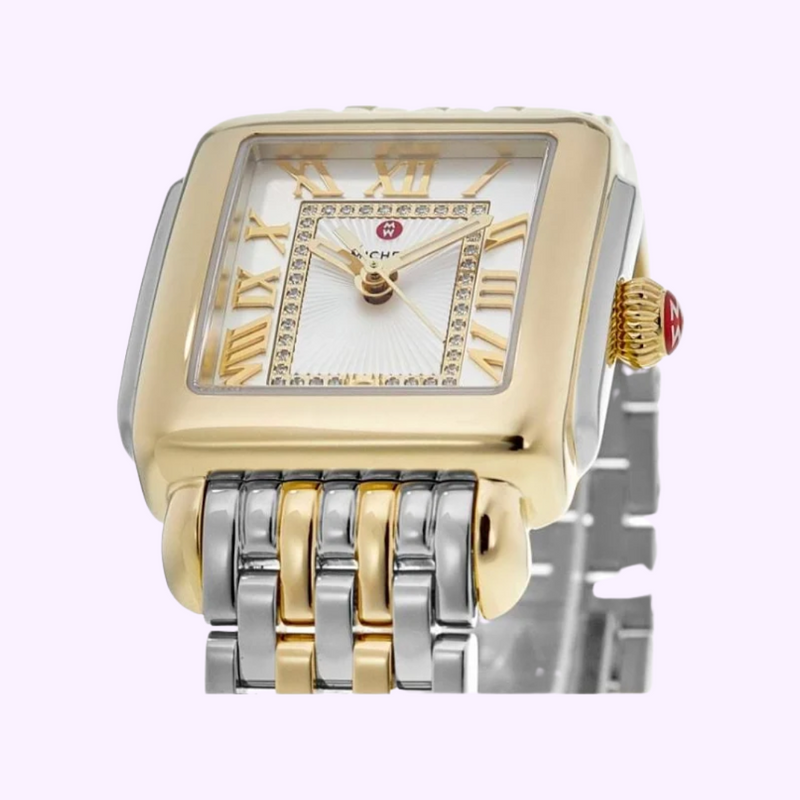 Michele MWW06G000013 Deco Madison Diamond Two Tone Stainless Steel Strap Women Watches