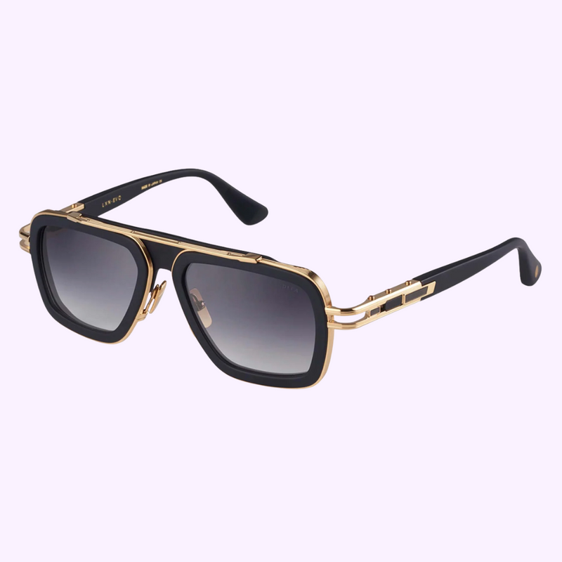 Dita DTS403-A-01 LXN EVO sunglasses in black and gold with dark gradient lenses and double bridge, front view