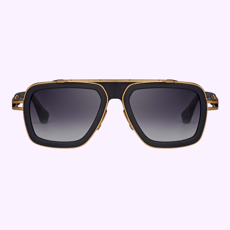 Close-up of DITA LXN-EVO sunglasses titanium hinge detail at Lexor Miami