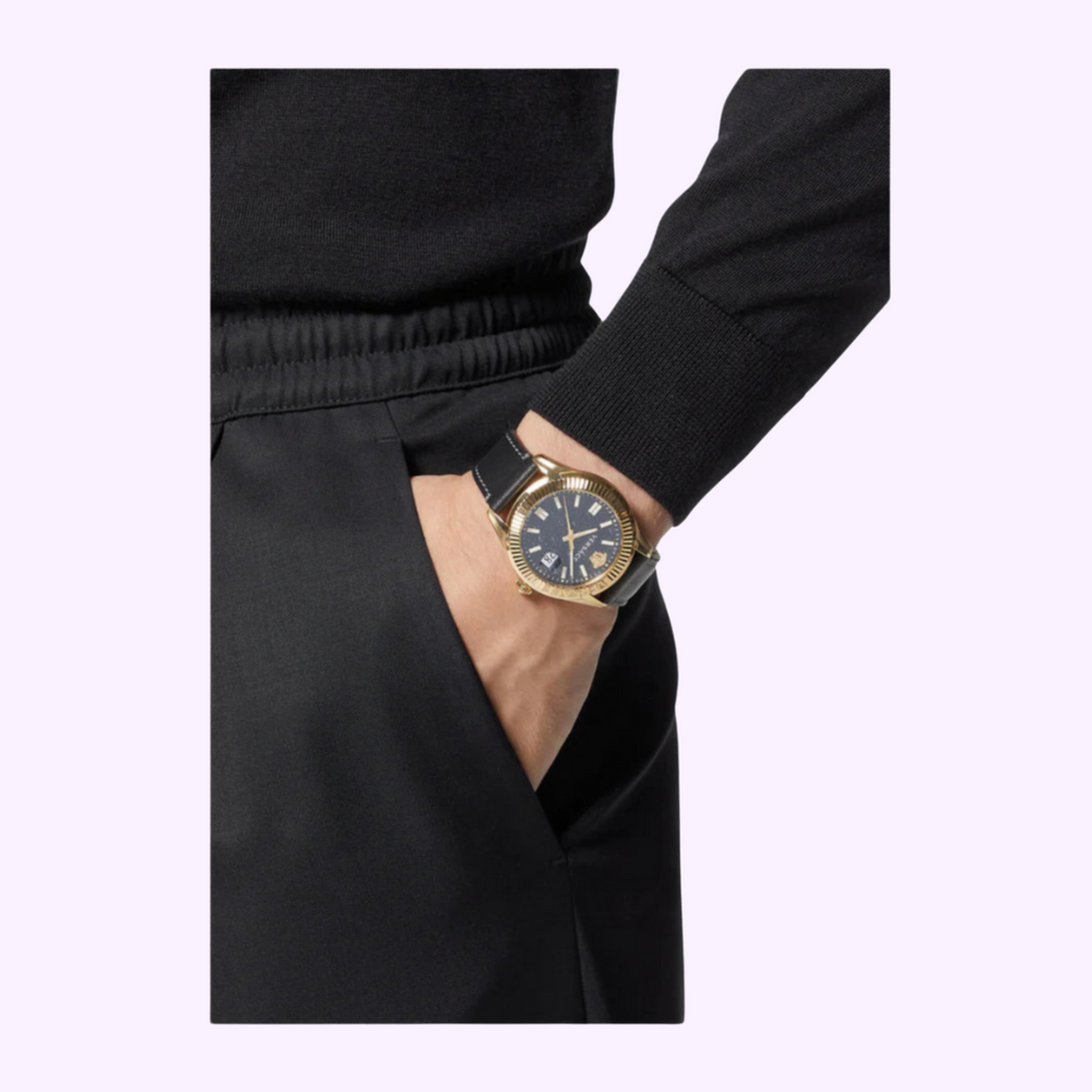 【状態良好】 VERSACE VRACE 23C80D282S282 Versace Greca Logo Divers Green Dial Two-Tone Stainless Steel