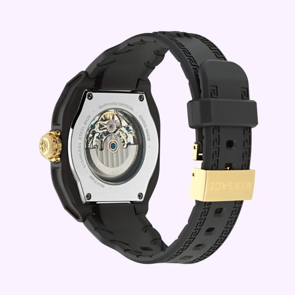Versace VE7L00123 V-Legend Skeleton Preto Strap Relógio Automático Relógios