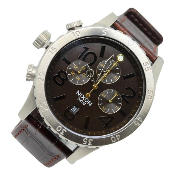 Nixon A3631887-00 The 48-20 Chrono Brown Dial Brown Leather Strap Lefty Dive Men Watches Lexor Miami