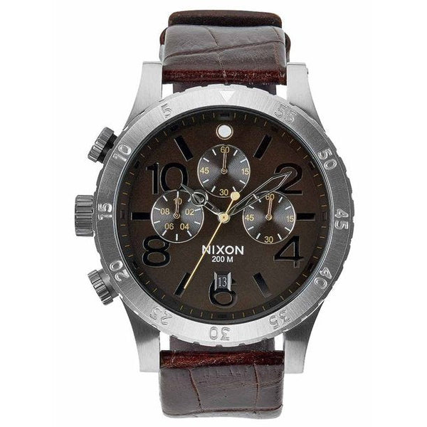 Nixon A3631887-00 The 48-20 Chrono Brown Dial Brown Leather Strap Lefty Dive Men Watches Lexor Miami