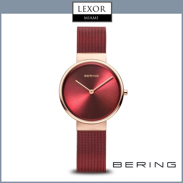 Bering 14531-363 Classic Red Aço Inoxidável Pulseira de Malha Relógios Femininos