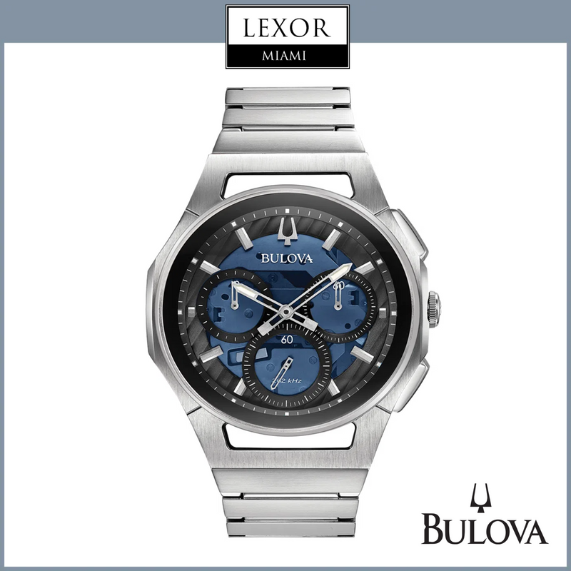 Bulova 96A205 Curv Chronograph Stainless Steel Strap Men Watches Lexor Miami