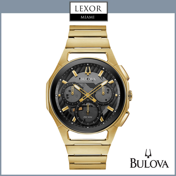Reloj para hombre Bulova 97A144 Curv con correa de acero inoxidable dorado