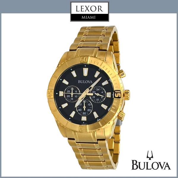 Bulova 97A165 Gold Tone Black Dial Chronograph Sports Men Watches