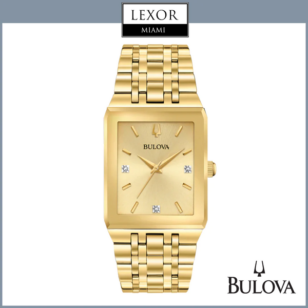 Bulova 97D120 Quadra Diamond Gold Stainless Steel Strap Unisex Watches