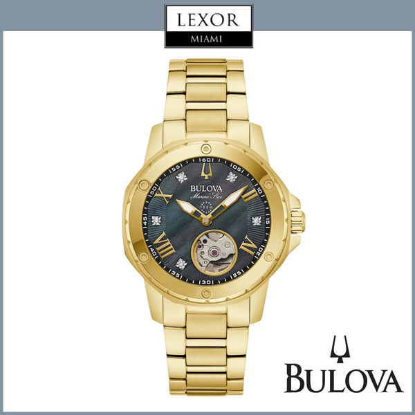 Reloj automático para mujer Bulova 97P171 Marine Star con correa de oro
