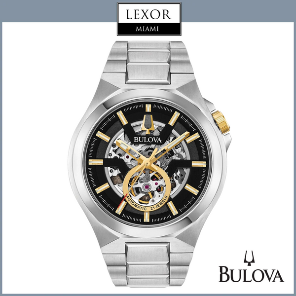 Bulova 98A224 Maquina Reloj automático con correa de acero inoxidable para hombre