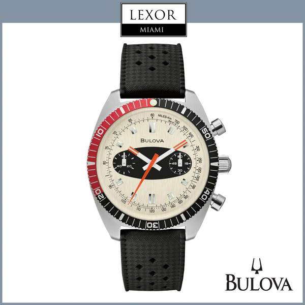 Bulova 98A252 Cronógrafo Archive Surfboard Correa de silicona negra Relojes para hombre
