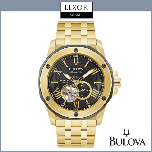 Reloj para hombre Bulova 98A273 Marine Star con correa de acero inoxidable dorado