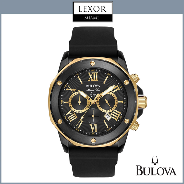 Reloj para hombre Bulova 98B278 Marine Star con correa de silicona negra