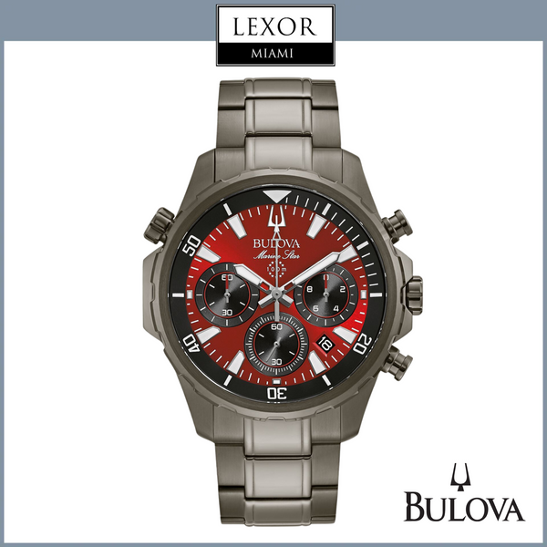 Bulova 98B350 Chronograph Marine Star Gray Stainless Steel Bracelet 43mm Men Watches Lexor Miami