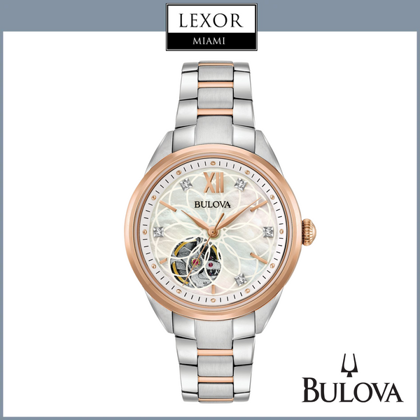 Reloj automático de acero inoxidable de dos tonos Bulova 98P170 Sutton para mujer