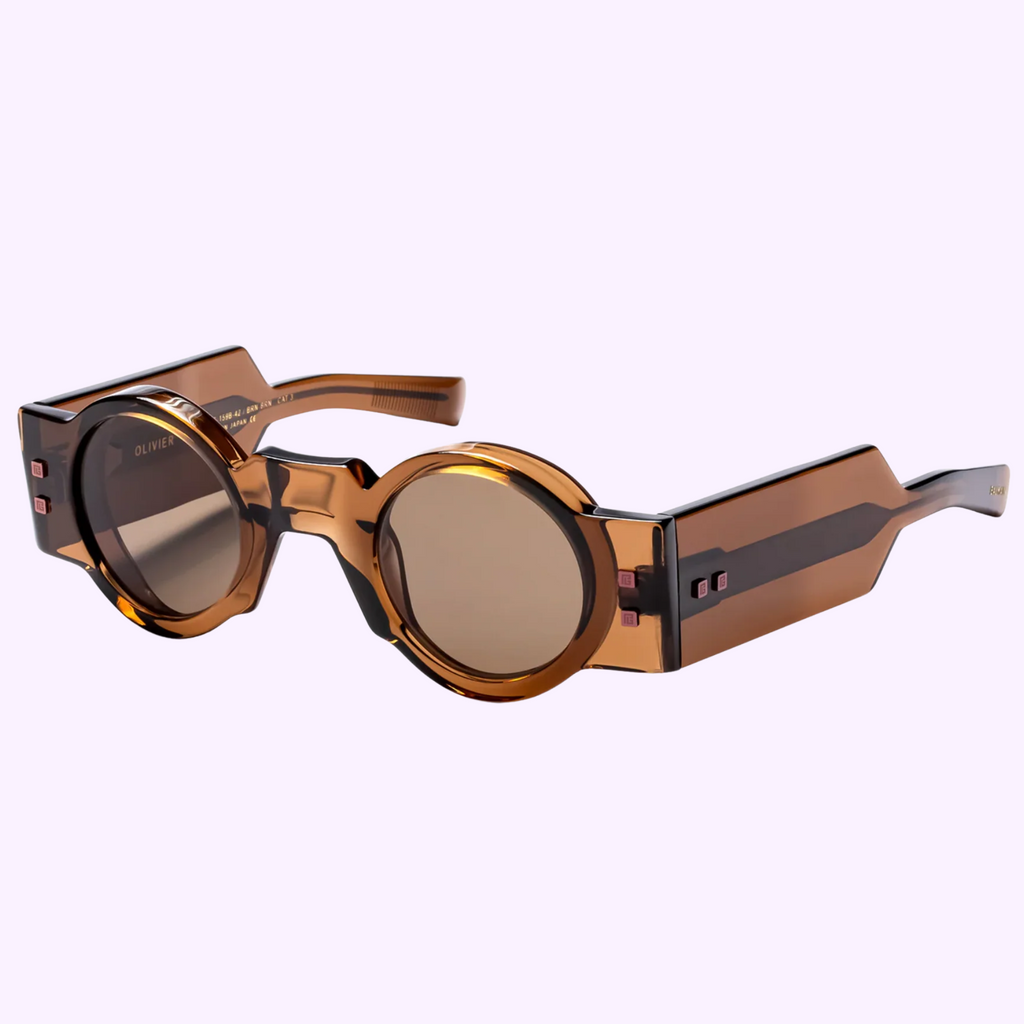 Balmain OLIVIER BPS-159B-42 Crystal Brown round sunglasses Lexor Miami