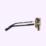 Authentic Balmain Captaine BPS-125A-62 designer sunglasses in gold and black with oversized aviator silhouette.