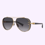 Luxury Balmain BPS-125A-62 Captaine designer sunglasses featuring a gold aviator frame and gray gradient lenses for men and women.