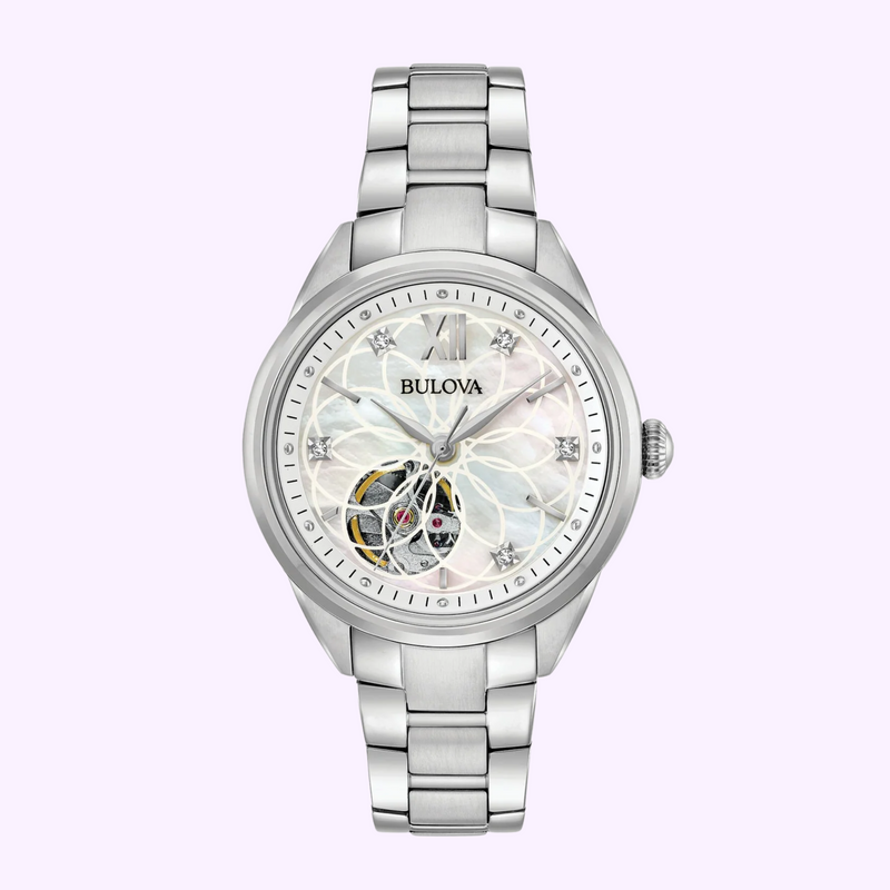 Bulova 96P181 Sutton Automatic Silver Stainless Steel Strap Women Watches
