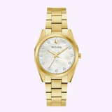 Front View Bulova 97P172 Gold Stainless Steel Strap Lady Watch