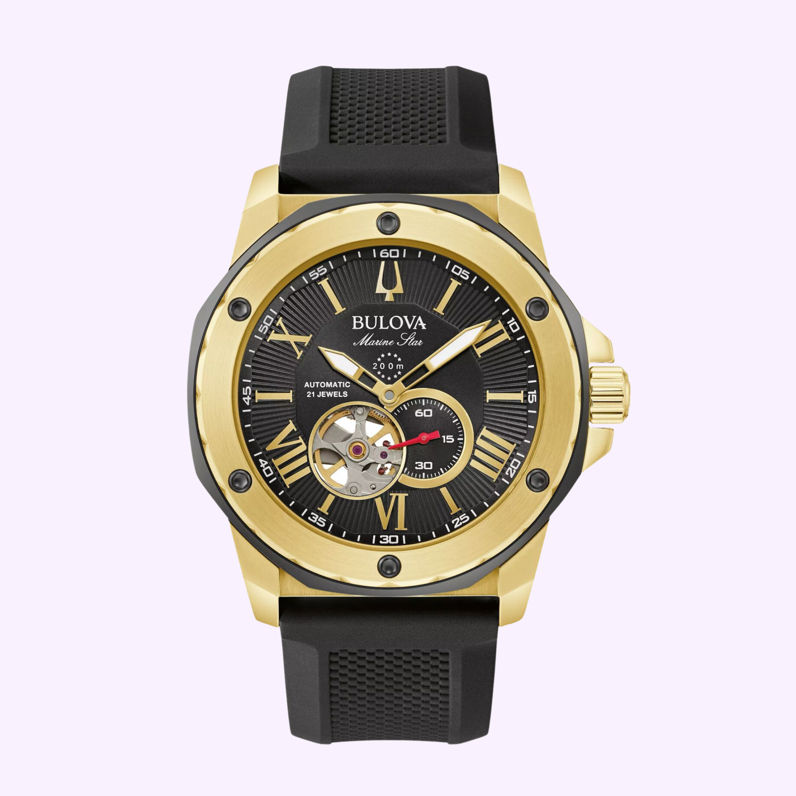 Bulova 98A272 Marine Star Automatic Black Silicone Strap Men