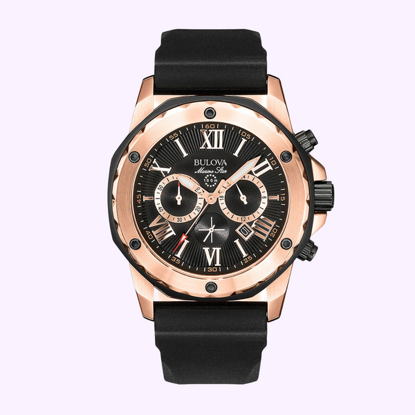 Reloj para hombre Bulova 98B104 Marine Star con correa de silicona negra