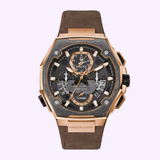 Front view Bulova 98B356 Precisionist Front Chronograph Stainless Steel Brown Strap Men Watches