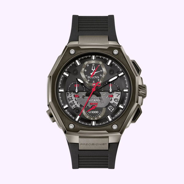 Bulova 98B358 Precisionist Chronograph Stainless Steel Black Strap Men Watches