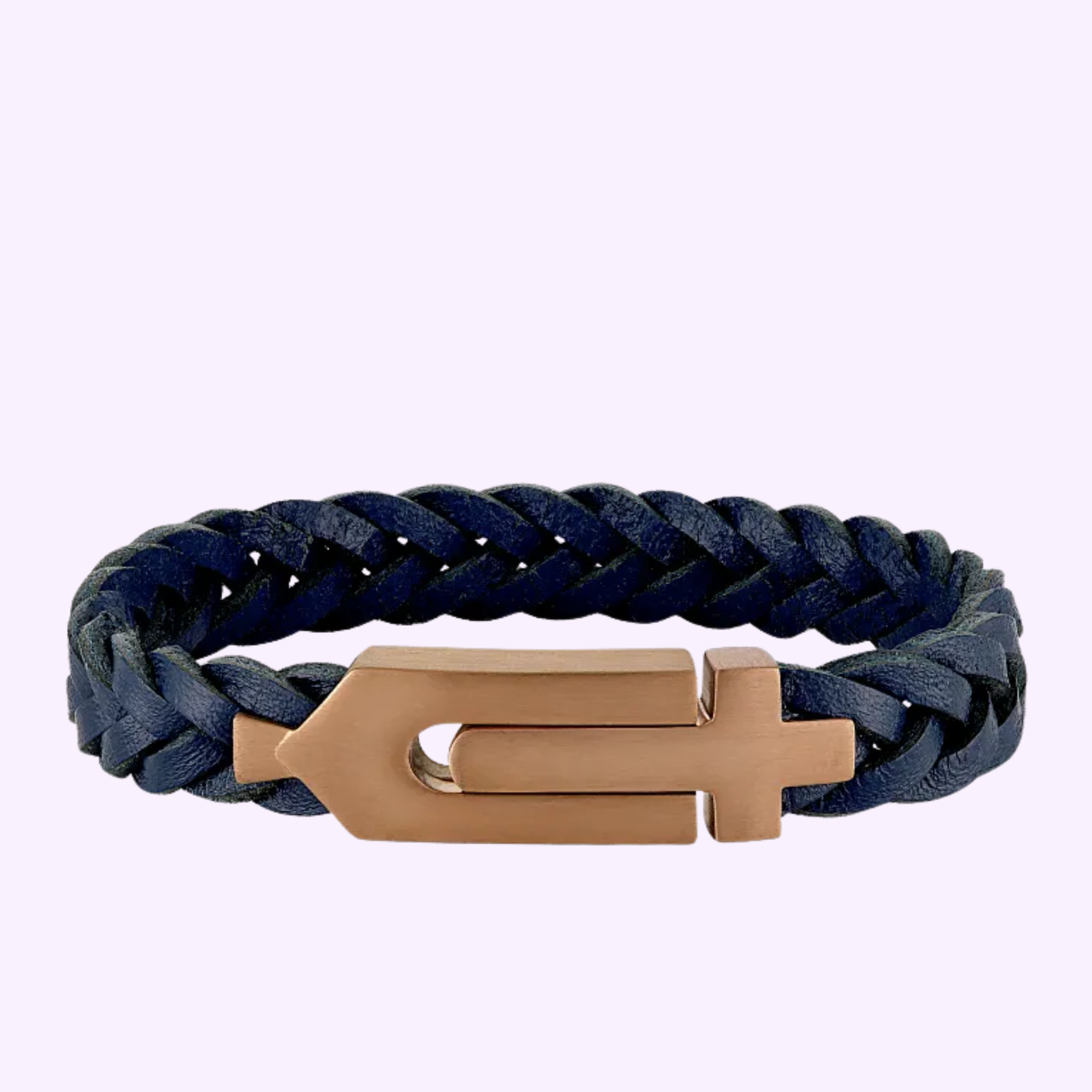 The Bulova Watches Jewelry Dial Marine Star Bracelet (BVB1131-G5STNA8) features a dark blue braided leather band, a gold-toned metallic clasp, and is shown on a plain light background.