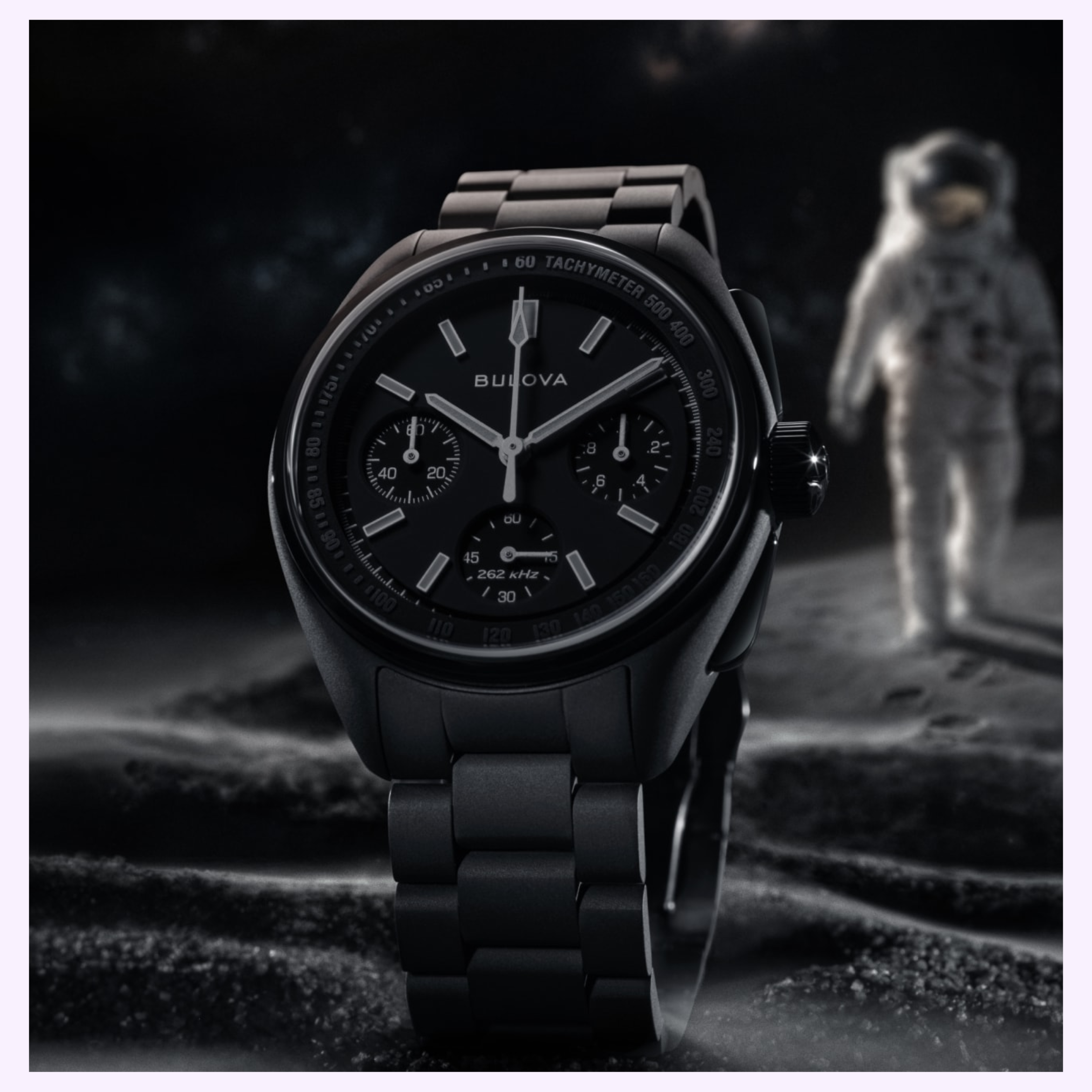 Angle View Bulova Lunar Pilot Black Hole 98A335