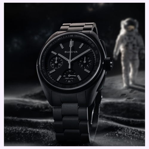 Bulova Lunar Pilot Black Hole 98A335 angle view