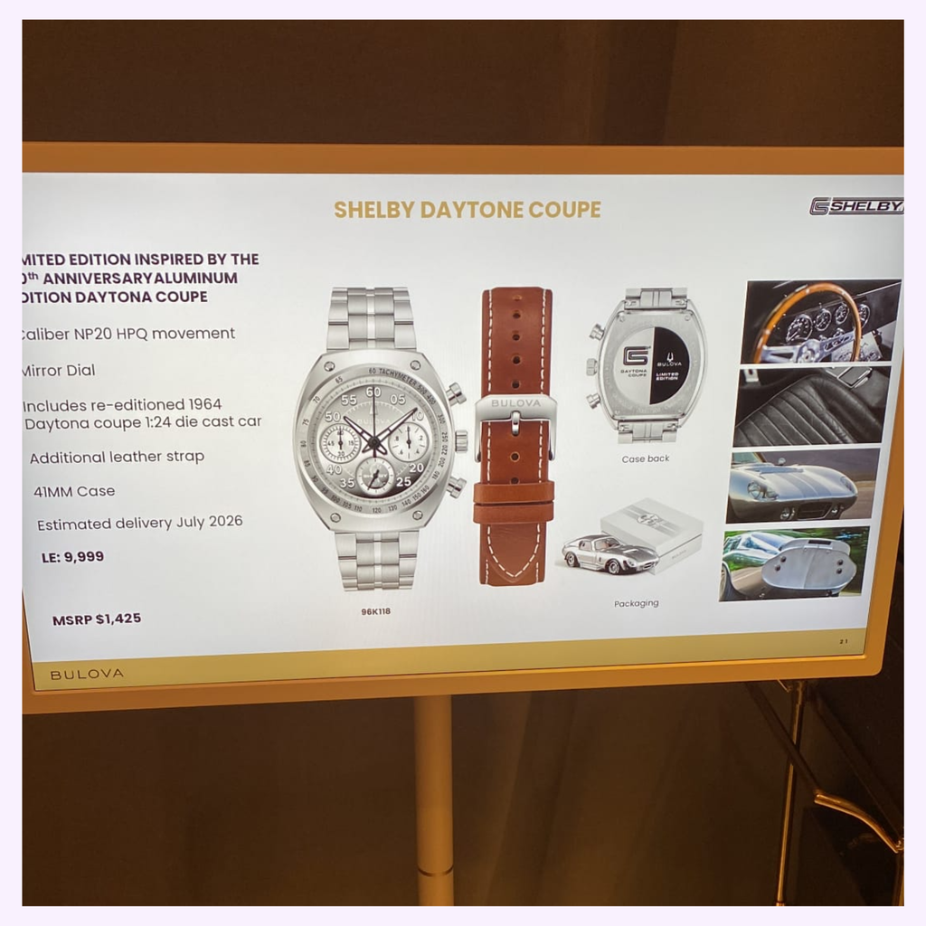 Bulova Shelby Daytona Coupe 96K118 Limited Edition chronograph with polished stainless steel case and silver-tone racing dial