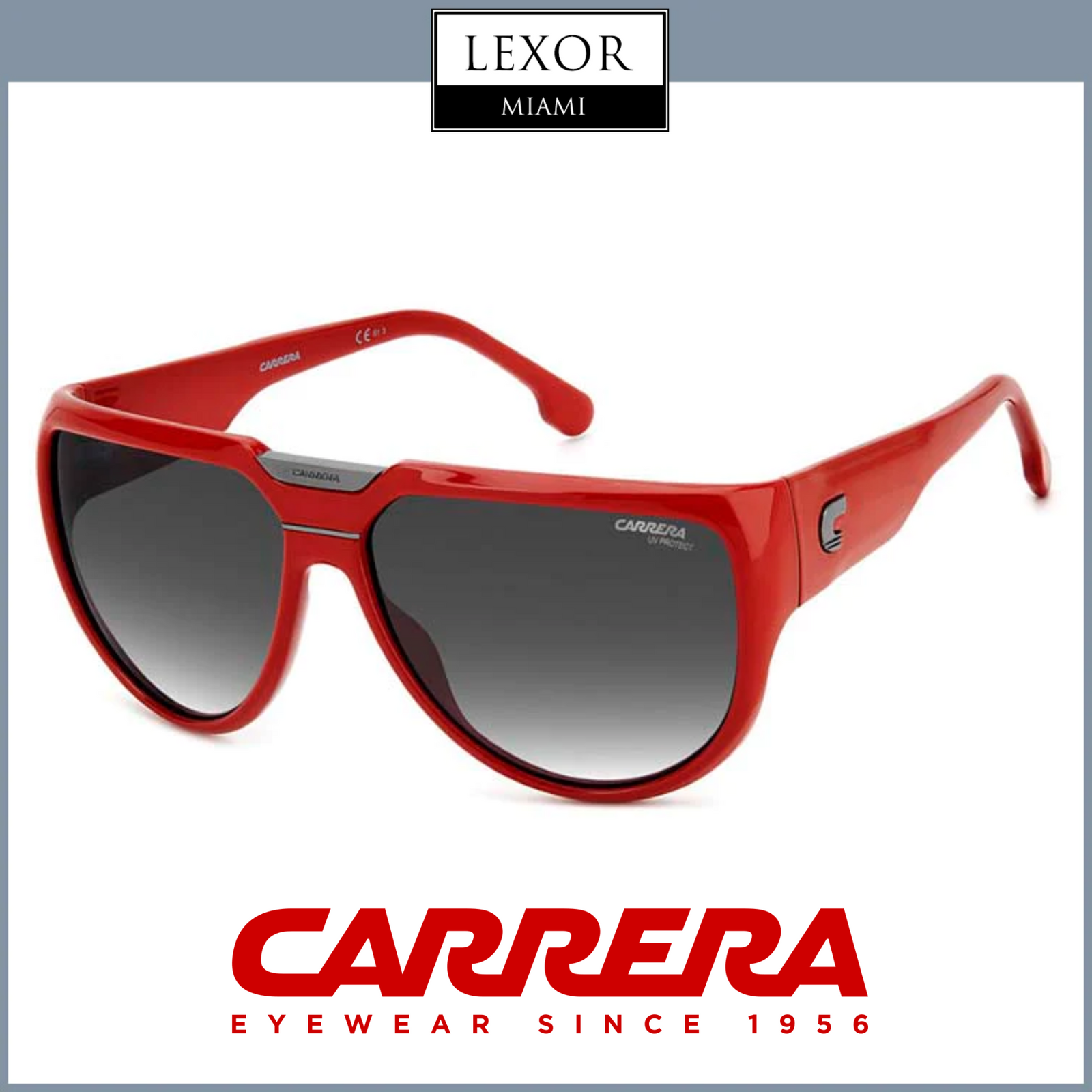 NWT Carrera FLAGLAB-13-0C9A-9O 62mm Sunglasses Carrera Grey Shaded Browline Unisex Sunglasses FLAGLAB 13  main image 2